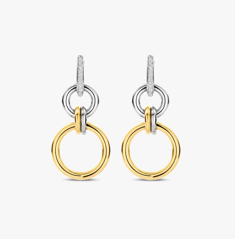 SS/GP CZ MULTIP. CRCLE EARRINGS