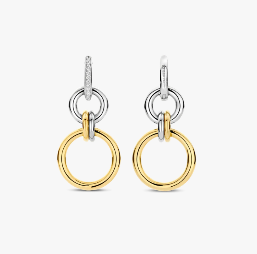 SS/GP CZ MULTIP. CRCLE EARRINGS