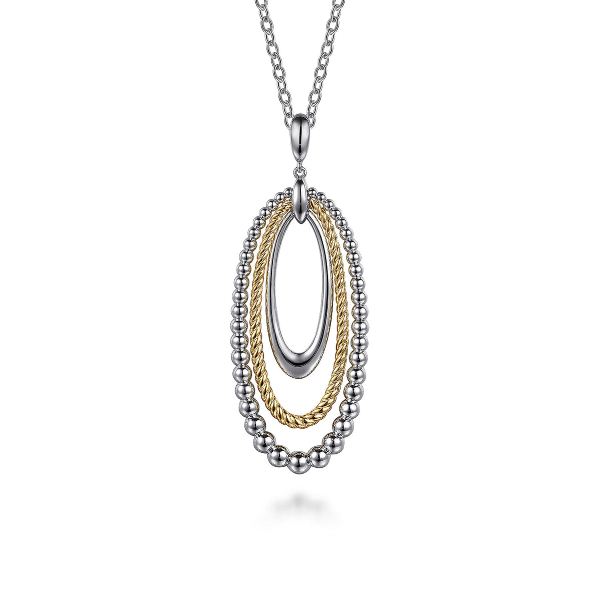 STERLING SILVER AND 14 KARAT YELLOW GOLD BUJUKAN ROPE CIRCLE PENDANT NECKLACE