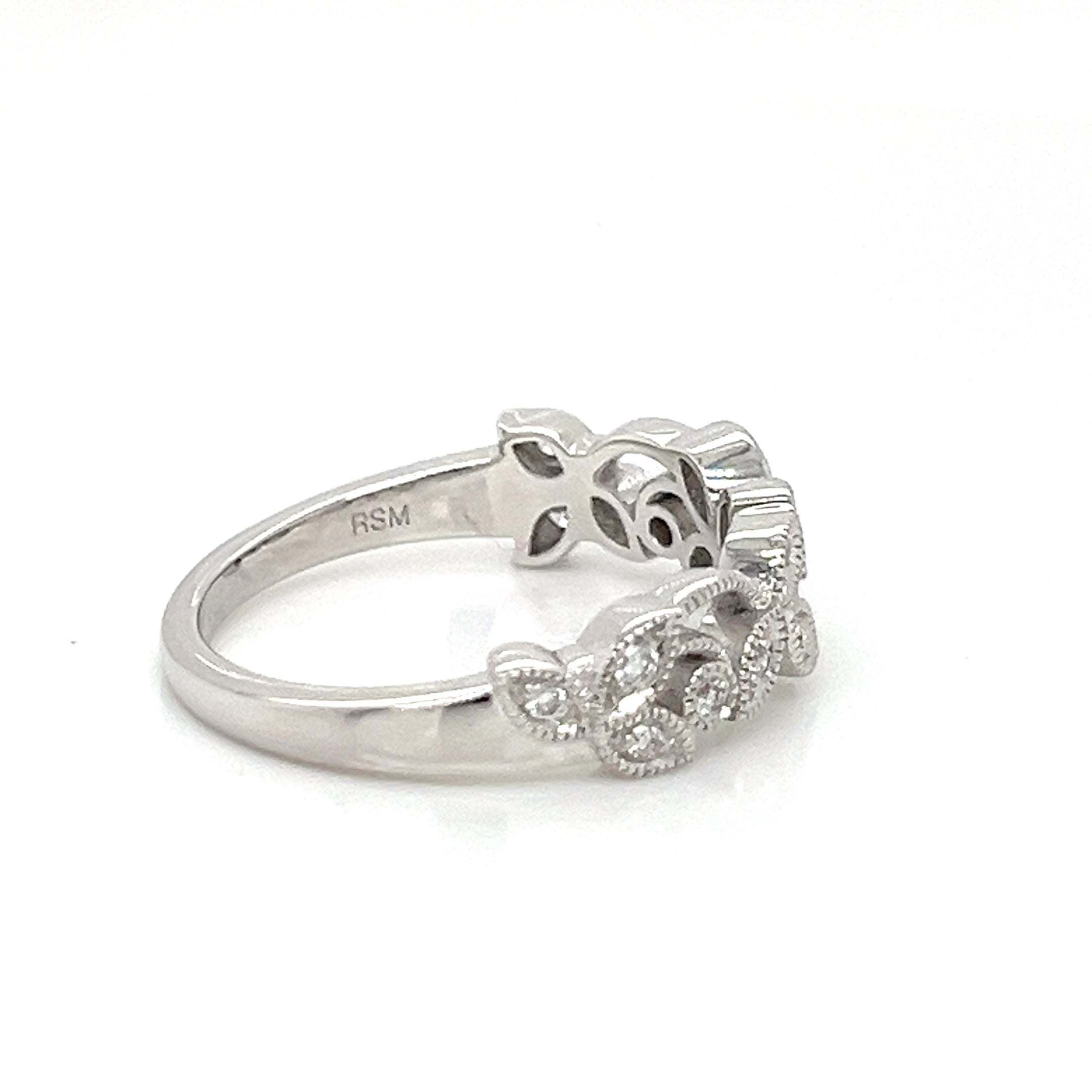 Lady's Ring 14 Karat White Floral Wedding Band