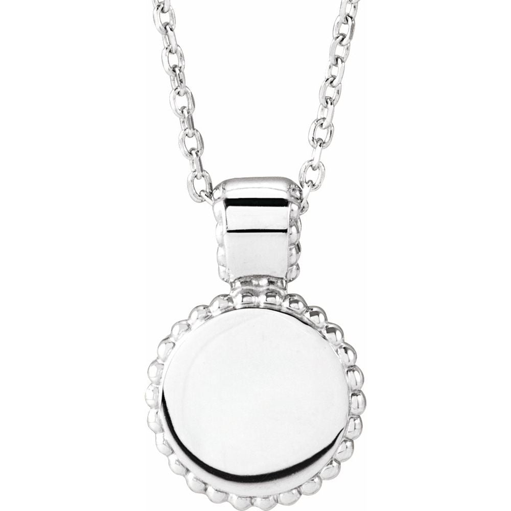 Sterling on sale silver engravable disc pendant