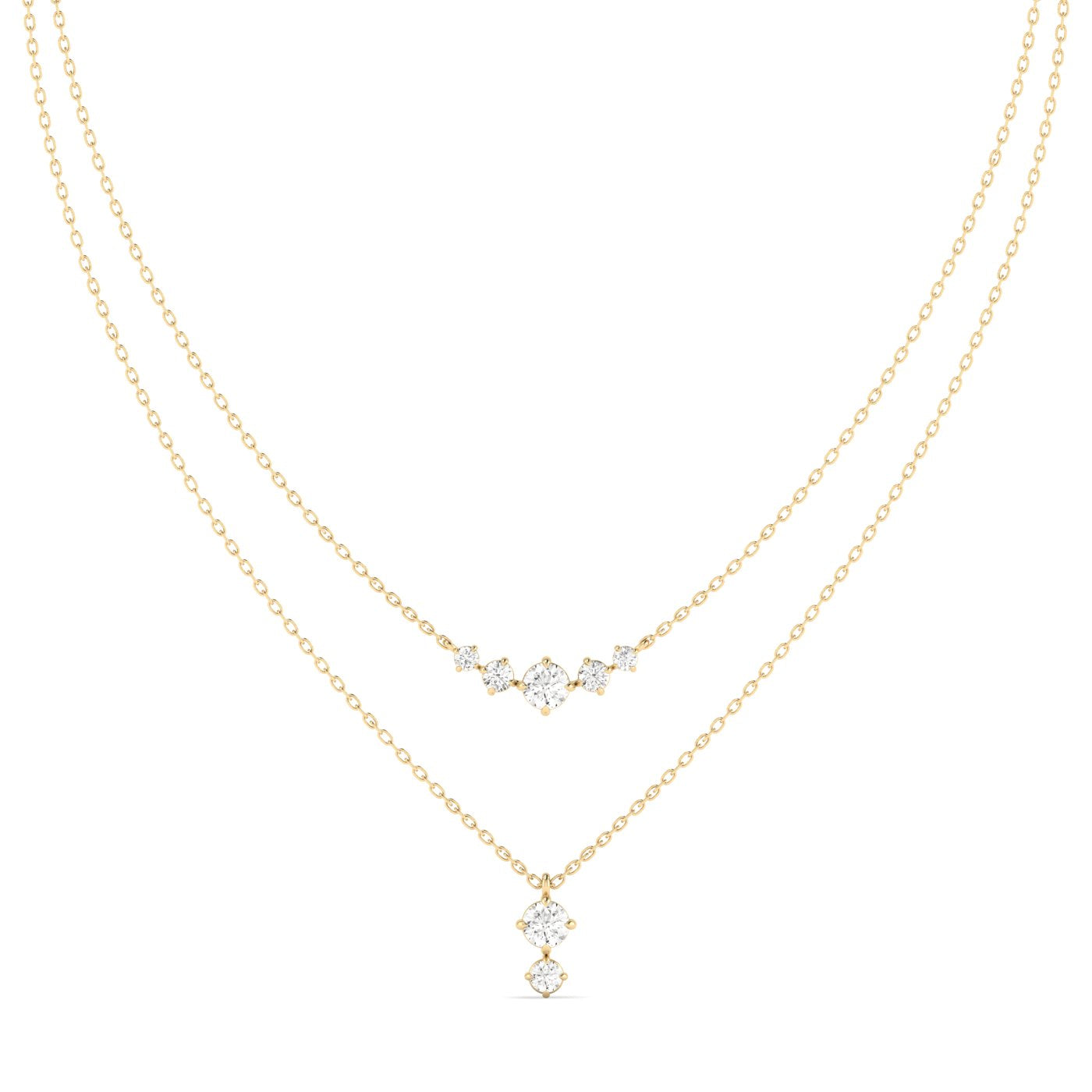 14K YELLOW LAB GROWN DIAMOND DOUBLE NECKLACE