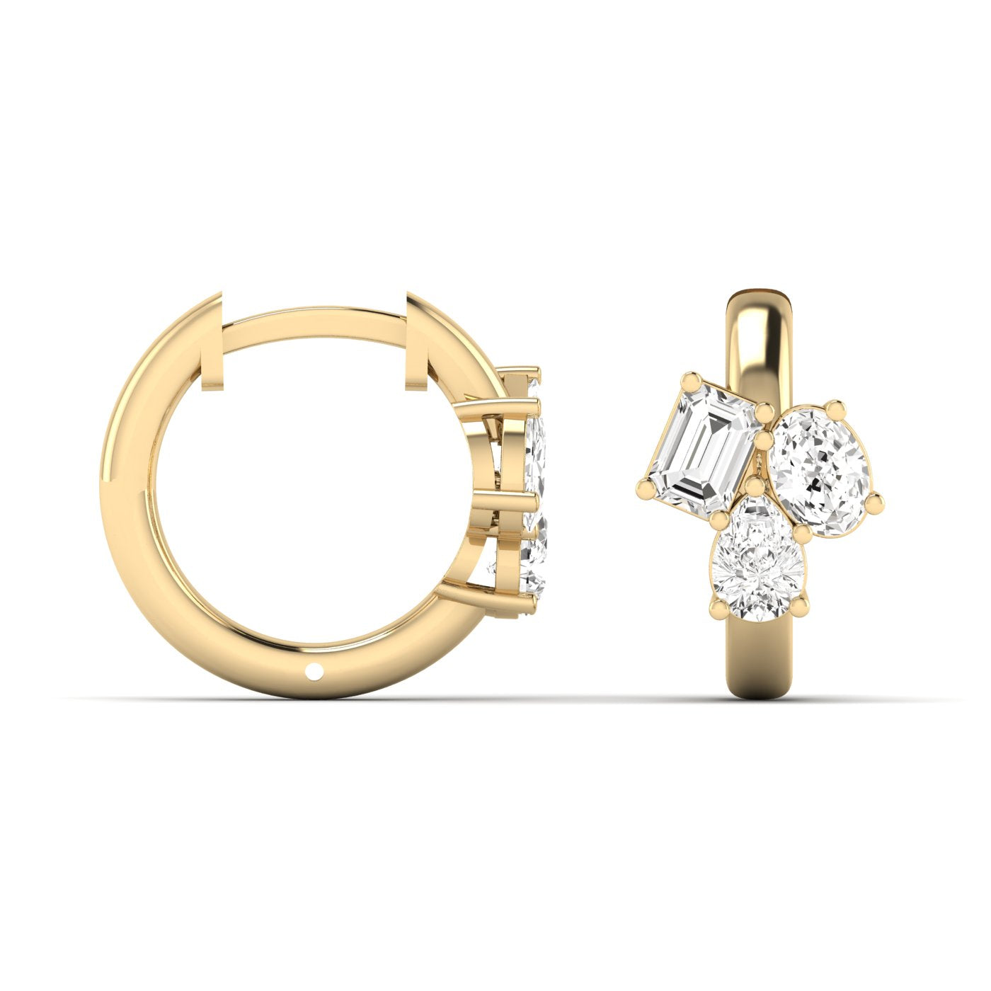 14K YELLOW LAB GROWN DIAMOND HOOPS