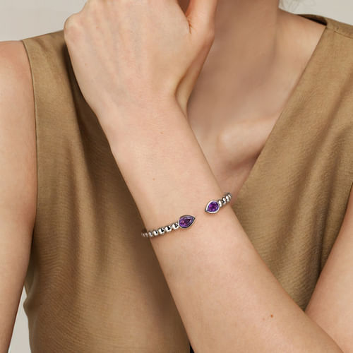 SS PEAR SHAPE DOUBLE AMETHYST