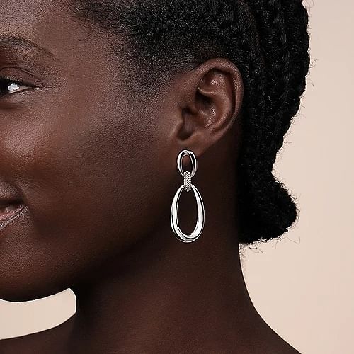 STERLING SILVER BUJUKAN DROP STUD EARRINGS