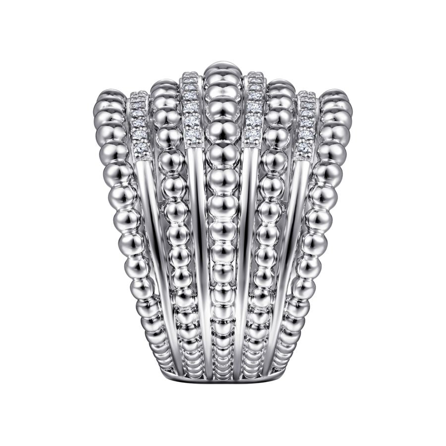 925 Sterling Silver White Sapphire Wide Bujukan Ring