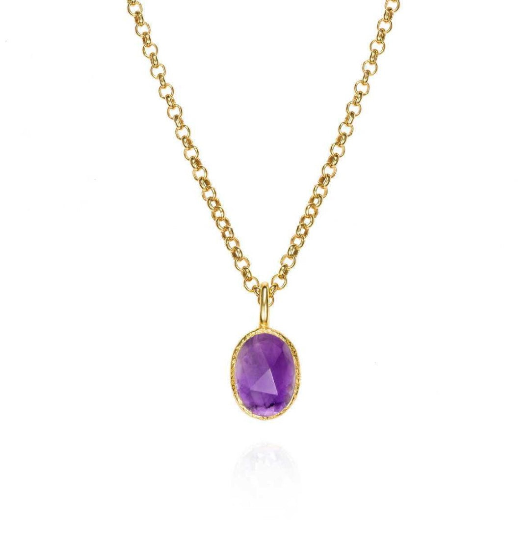 STERLING SILVER/GOLD VERMEIL AMETHYST PENDANT