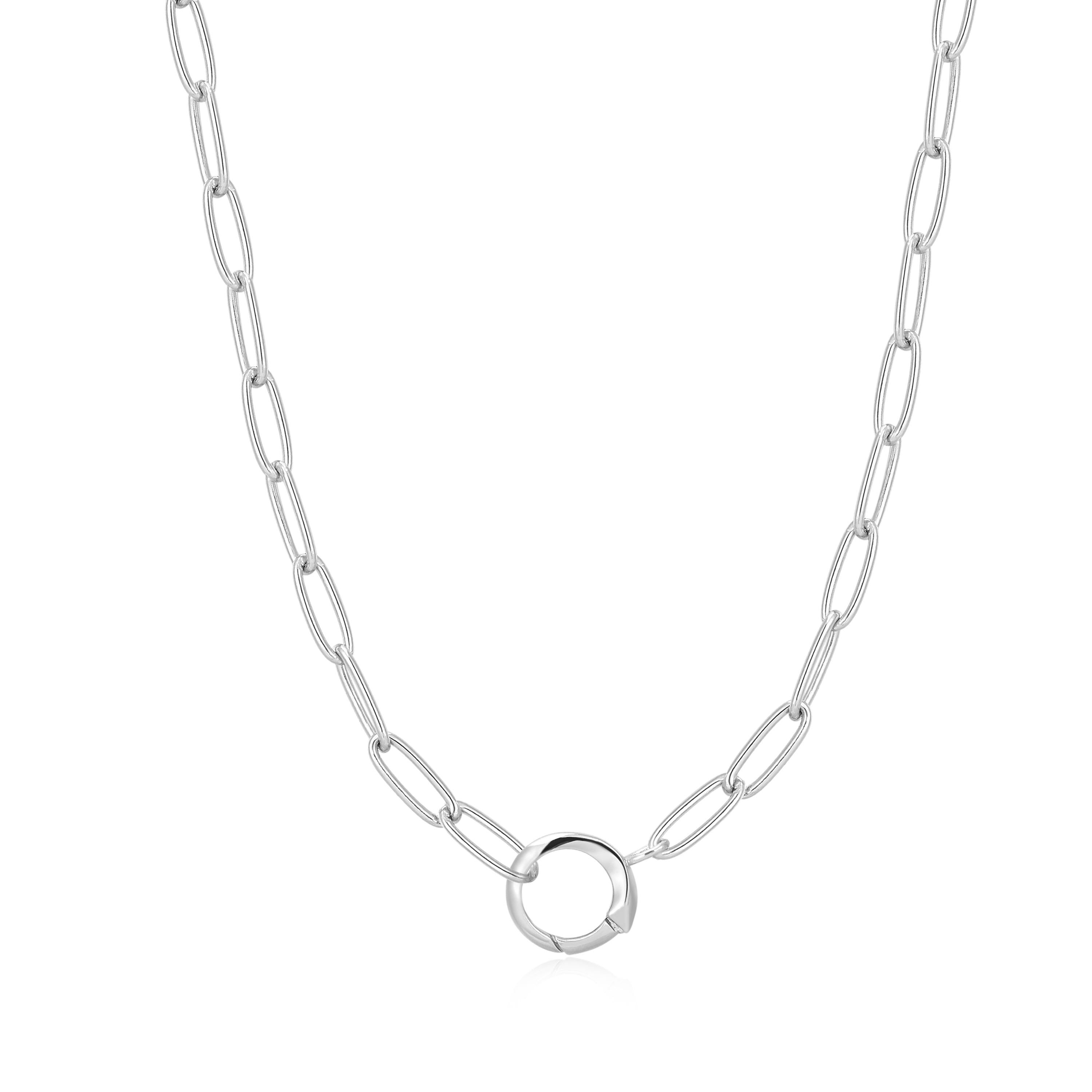 STERLING SILVER LINK CHARM NECKLACE