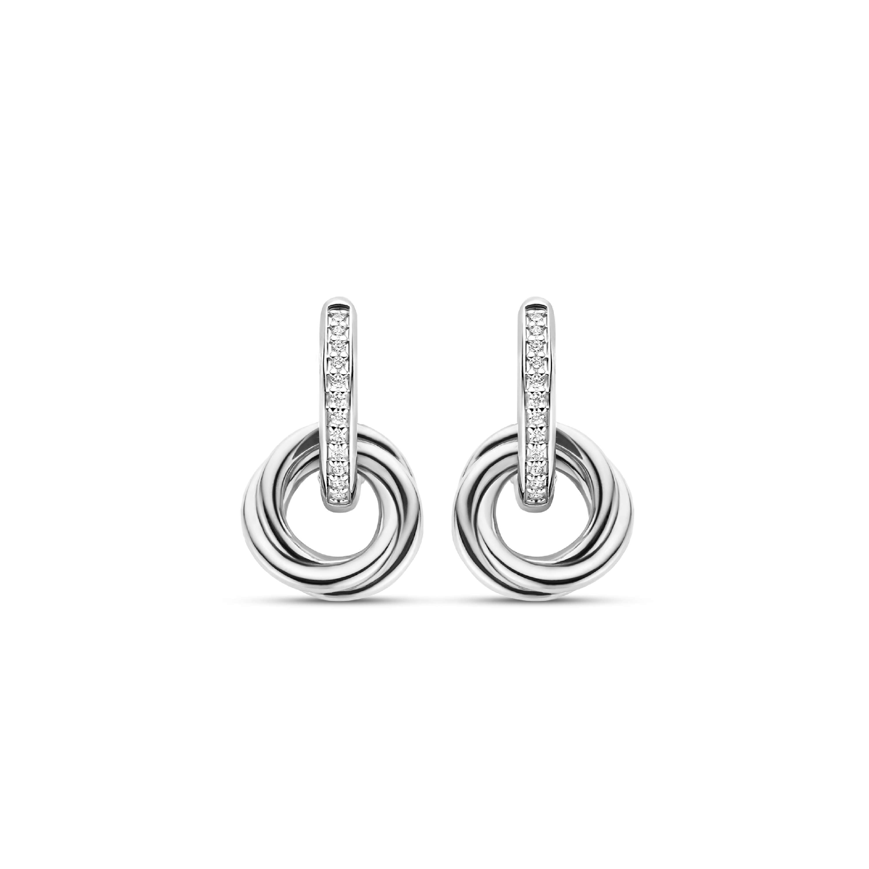 SS/CZ DOUBLE CIRCLE EARRINGS