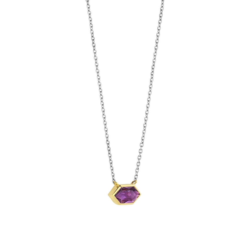 STERLING SILVER PURPLE HEXAGON NECKLACE