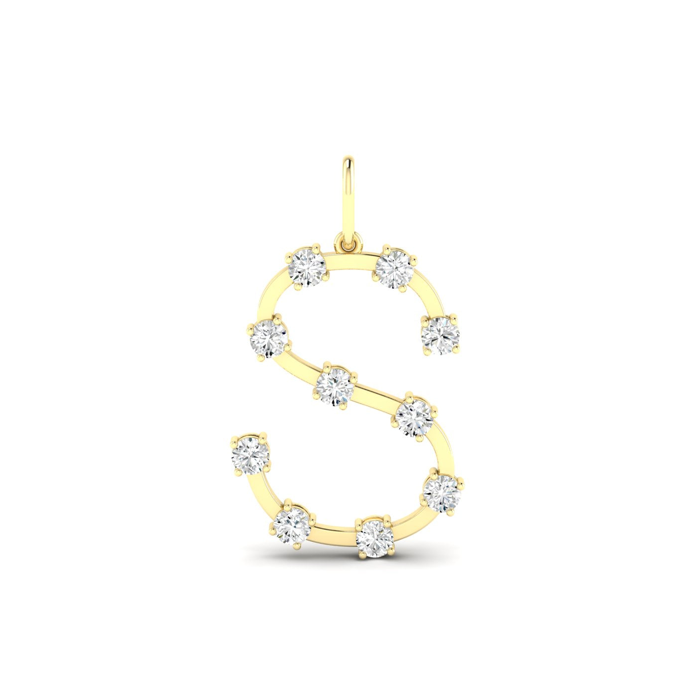 14K YELLOW LAB GROWN DIAMOND LETTER S