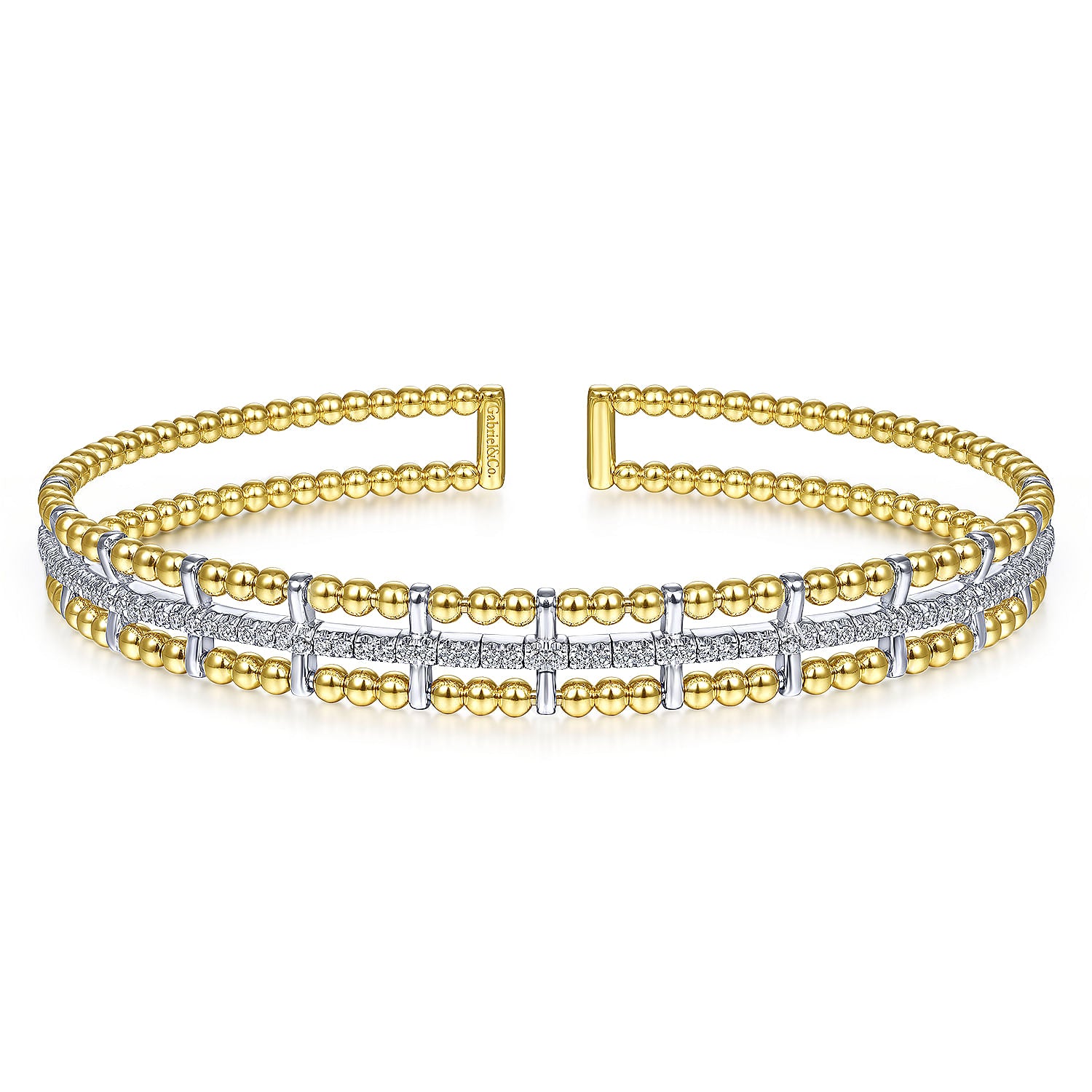 14 KARAT YELLOW AND WHITE GOLD BUJUKAN DIAMOND CUFF