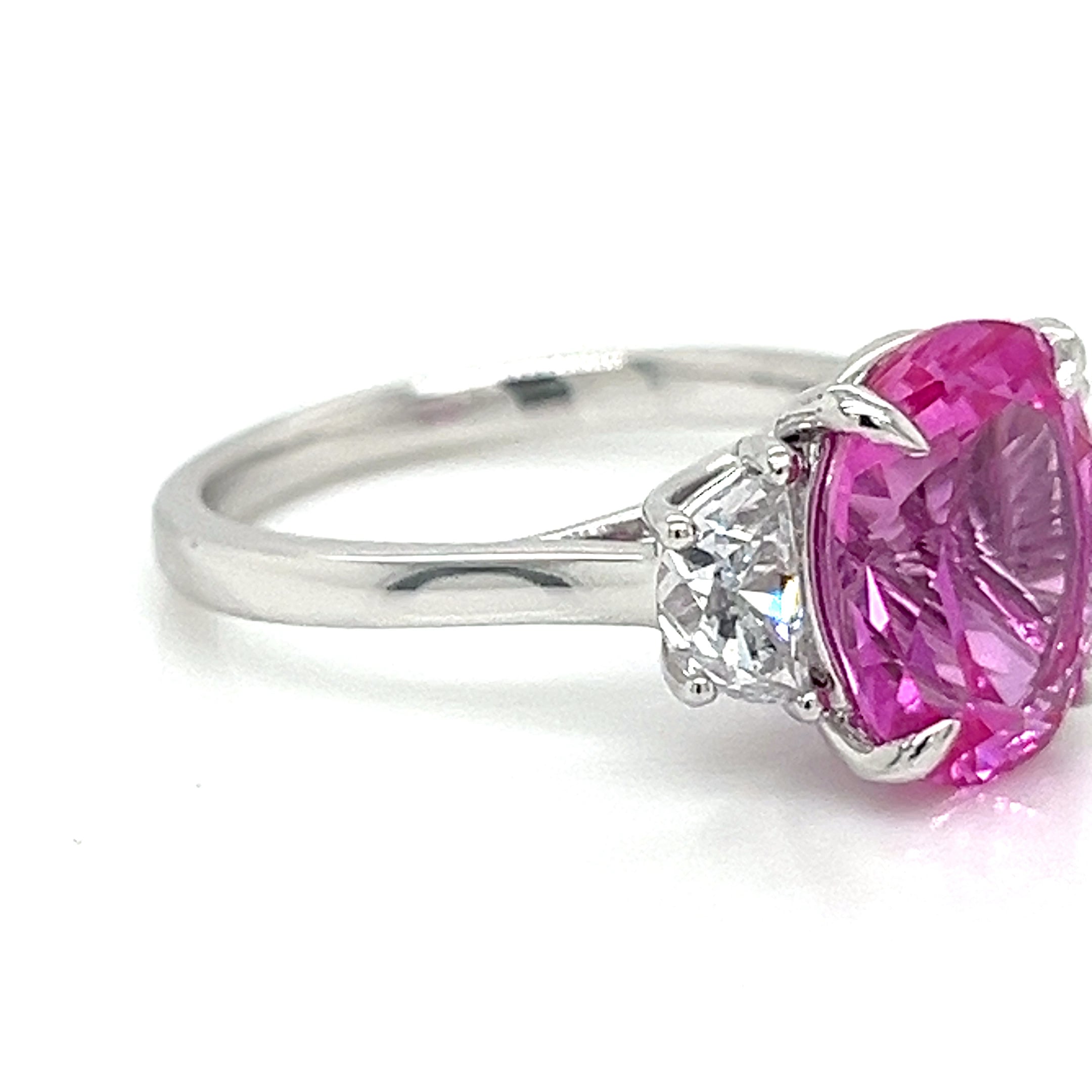 LAB GROWN PINK SAPPHIRE AND DIAMOND RING