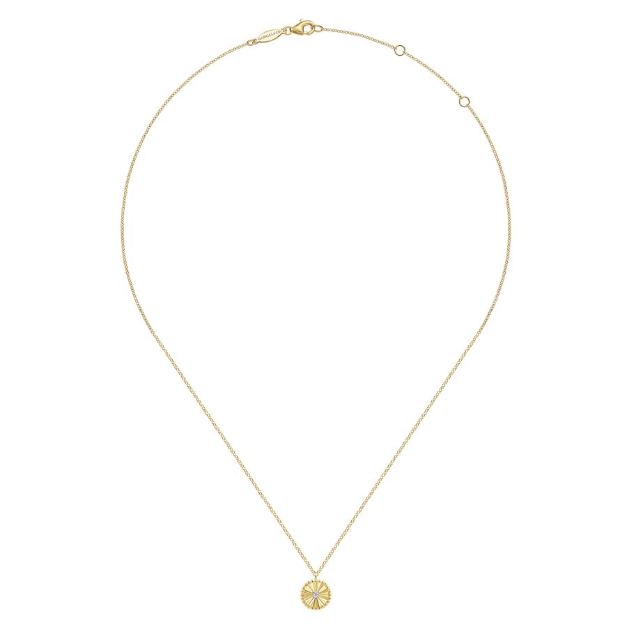 14K White-Yellow Gold Diamond Bujukan Pendant Necklace