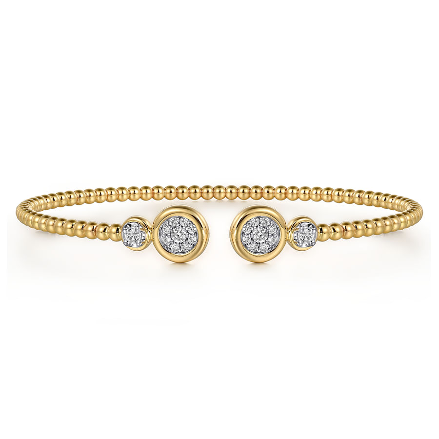 14K WHITE AND YELLOW GOLD DIAMOND BUJUKAN BANGLE