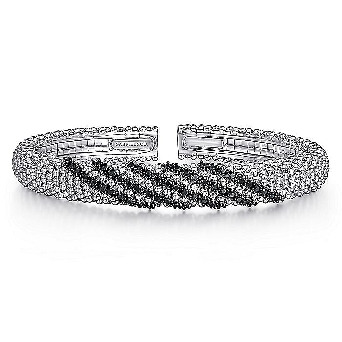 STERLING SILVER BLACK SPINAL BANGLE