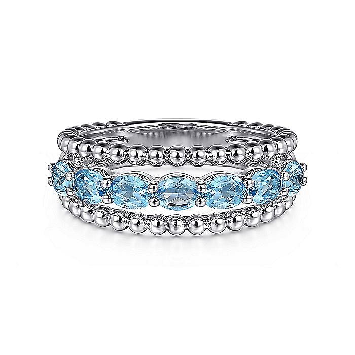 STERLING SILVER BUJUKAN SWISS BLUE TOPAZ EASY STACKABLE RING