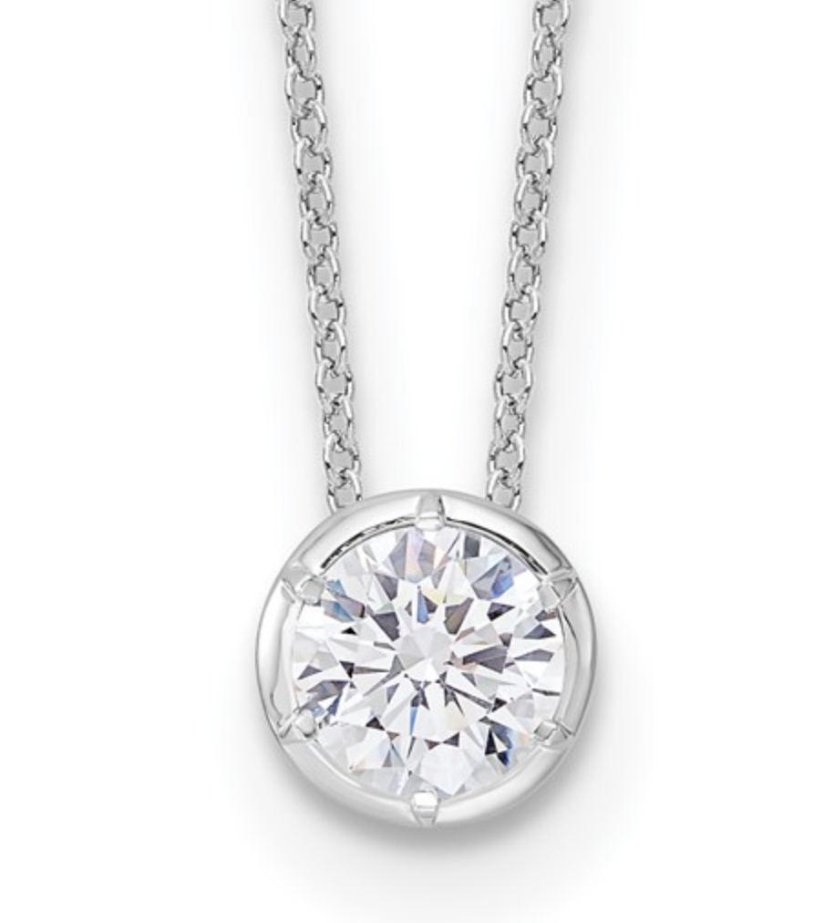 14K White Gold Lab Grown Diamond Solitaire Slide Necklace