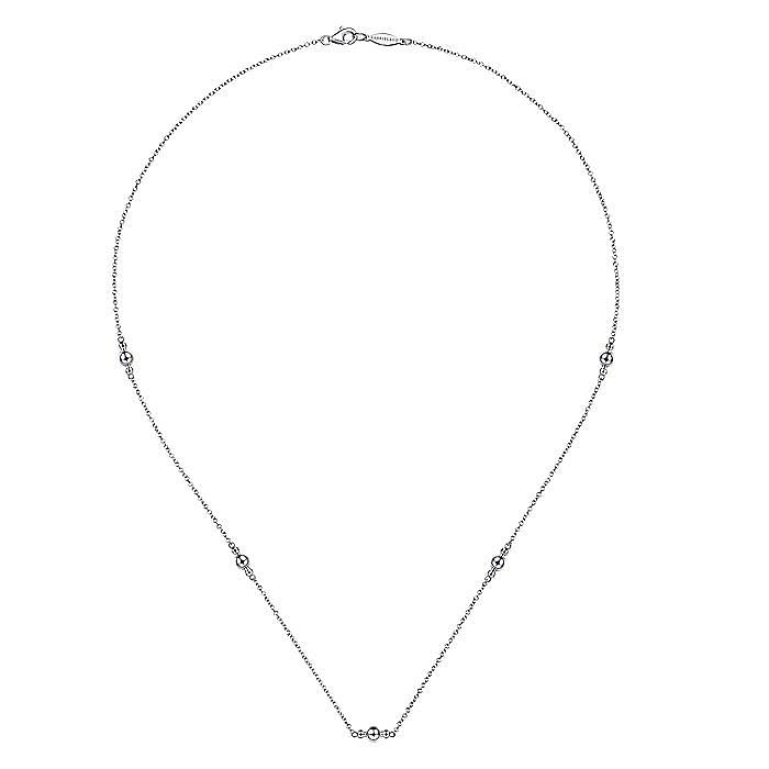 STERLING SILVER BEADED NECKLACE 18IN