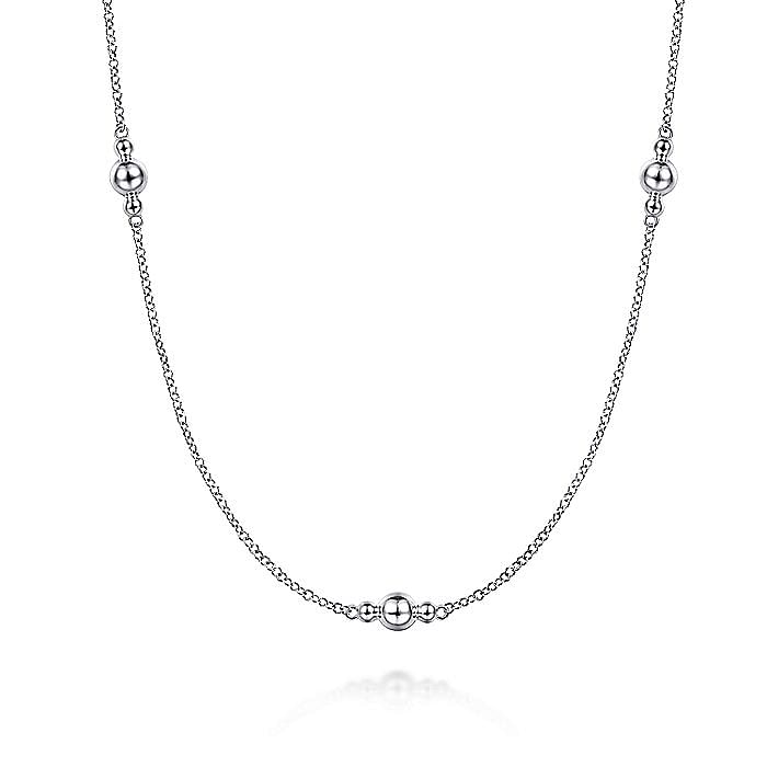 STERLING SILVER BEADED NECKLACE 18IN