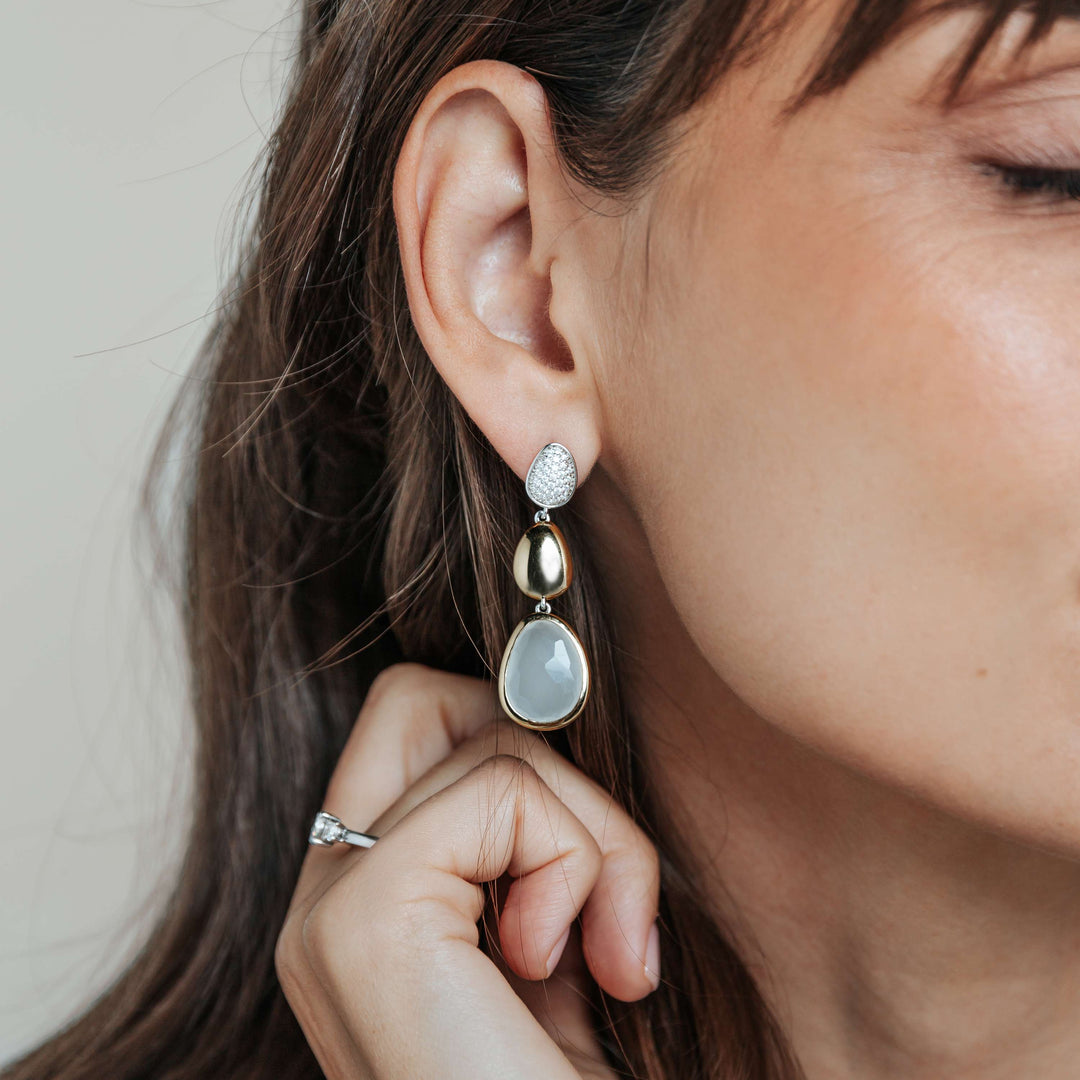 Lady's Drop Sterling Silver Two Tone