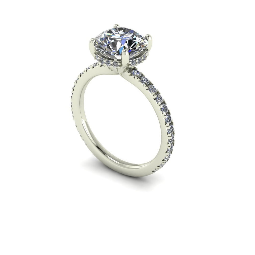 Lady's Hidden Halo White 14 Karat Engagement Ring