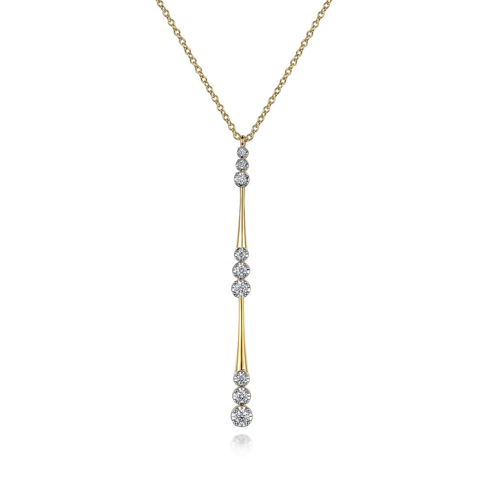 14 KARAT YELLOW GOLD GRADUATED DIAMOND STATION DROP Y NECKLACE