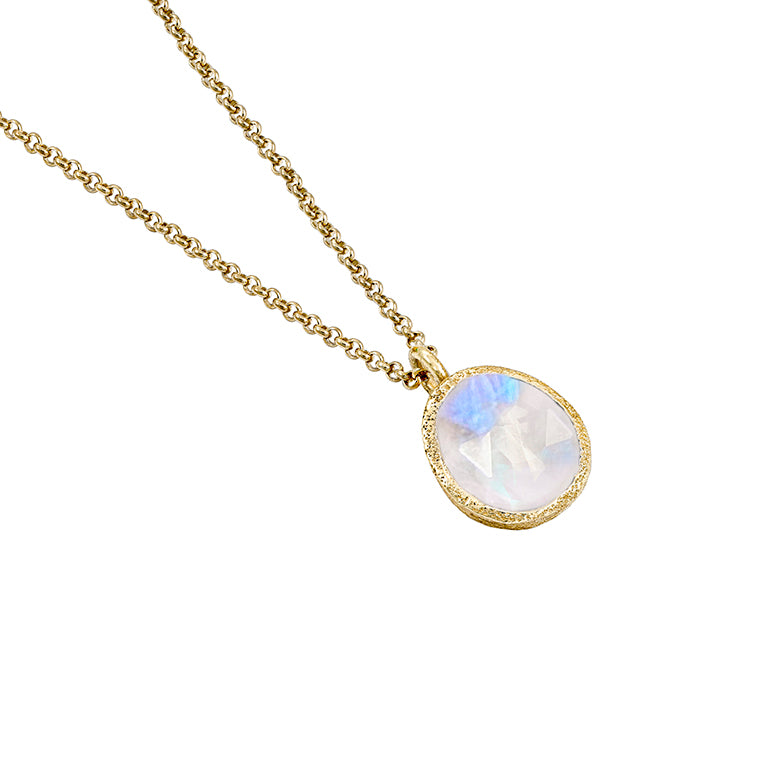 SHADE PENDANT IN SILVER, 18 KARAT GOLD VERMEIL RAINBOW MOONSTONE