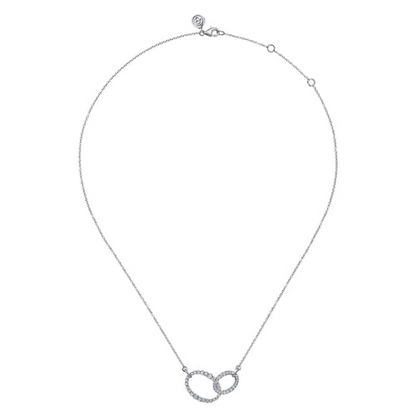 14K WHITE GOLD DIAMOND INTERLOCKING OVAL LINK DIAMOND NECKLACE