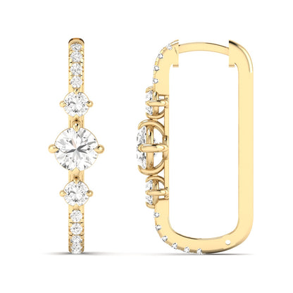 14K YELLOW LAB GROWN DIAMOND HOOPS