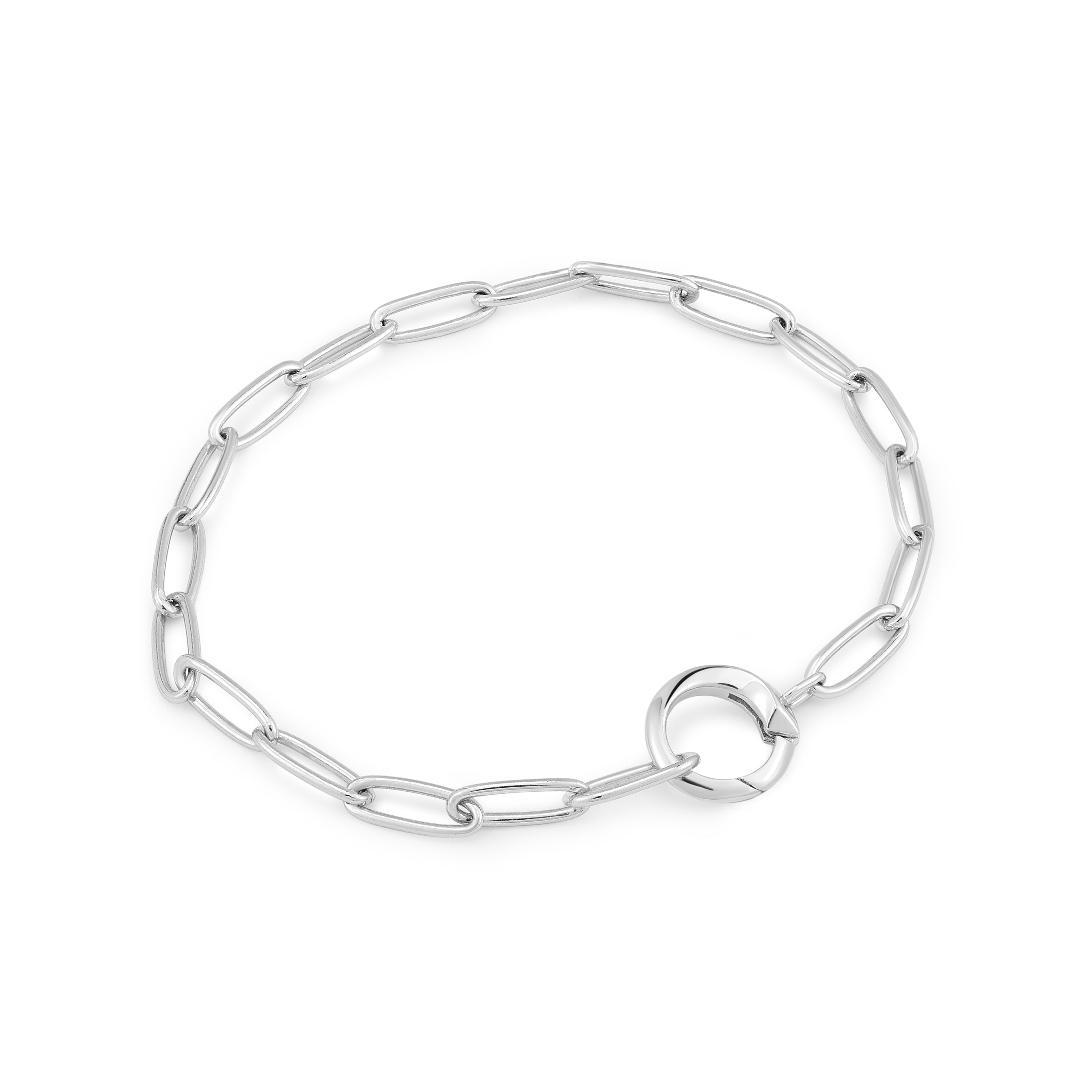 SILVER LINK CHARM CHAIN CONNECTOR BRACELET