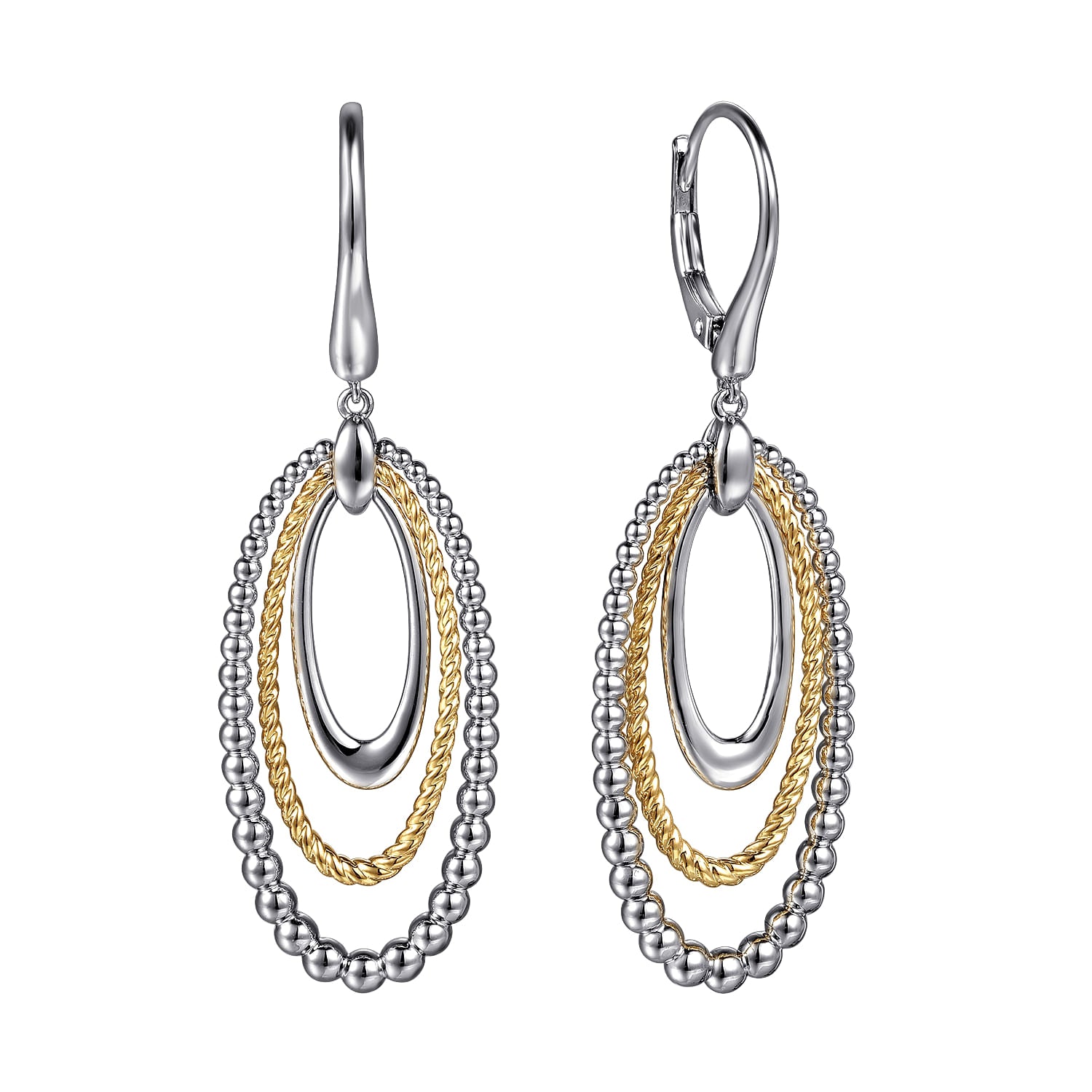 STERLING SILVER AND 14K YELLOW GOLD BUJUKAN ROPE DROP EARRINGS