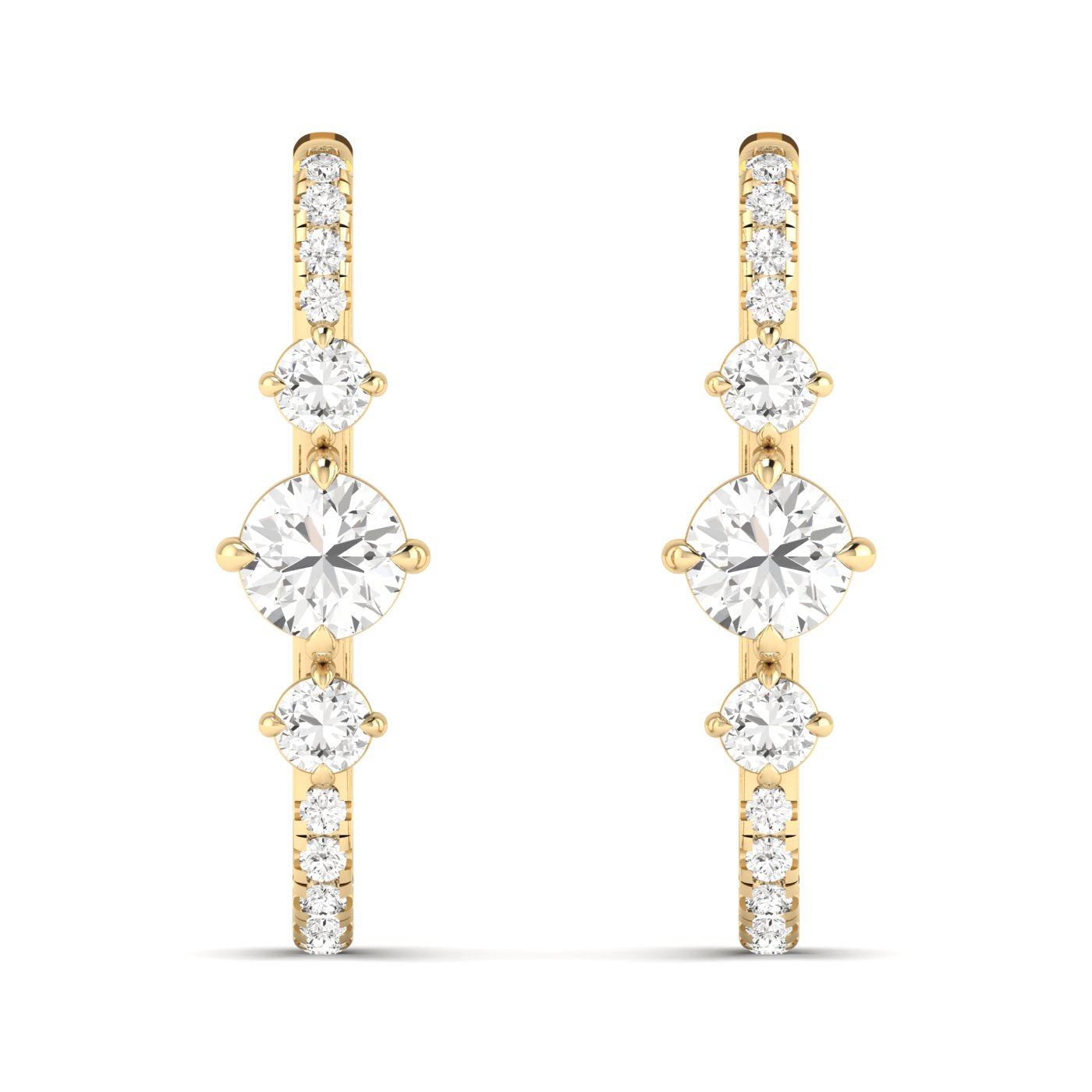 14K YELLOW LAB GROWN DIAMOND HOOPS
