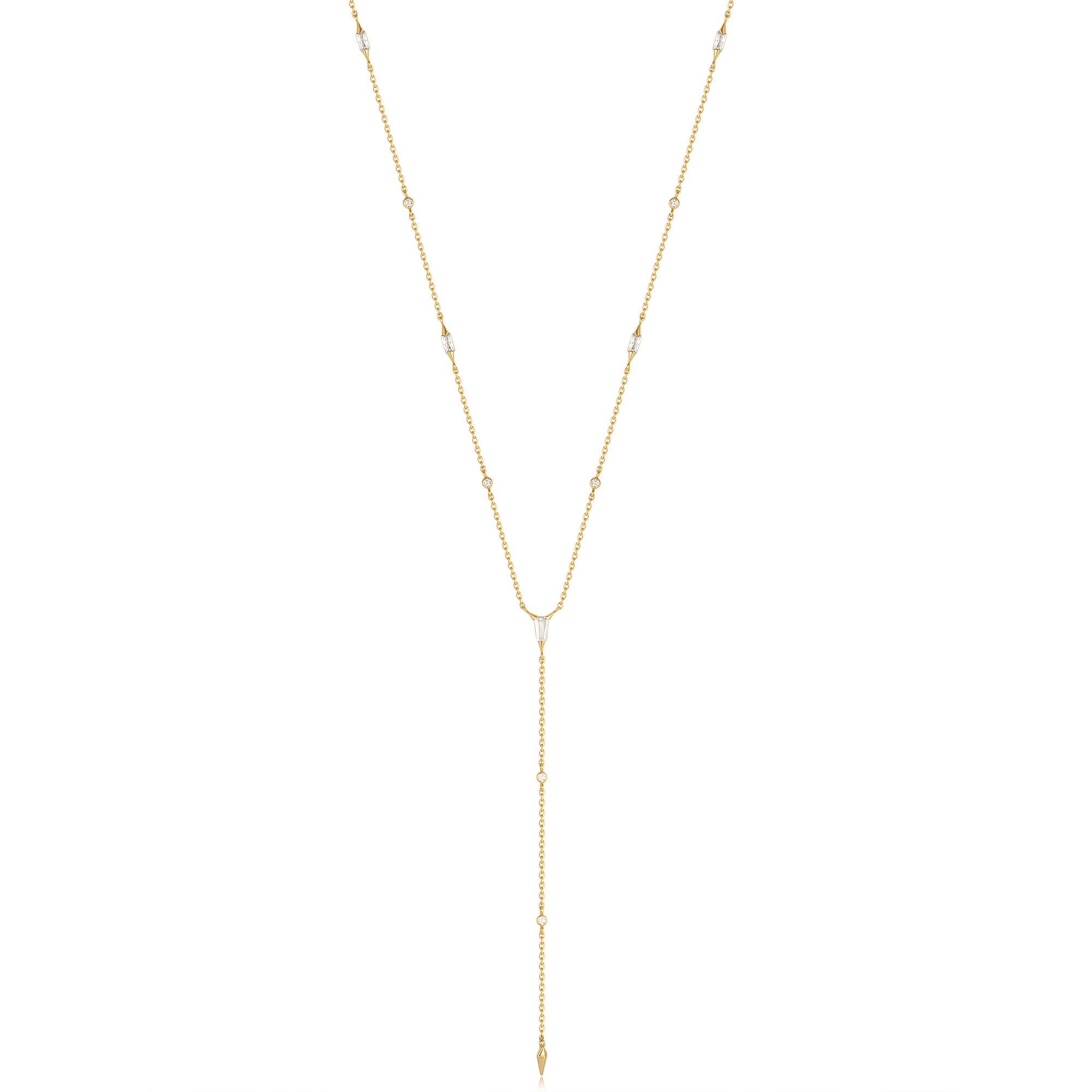 GOLD SPARKLE POINT Y NECKLACE