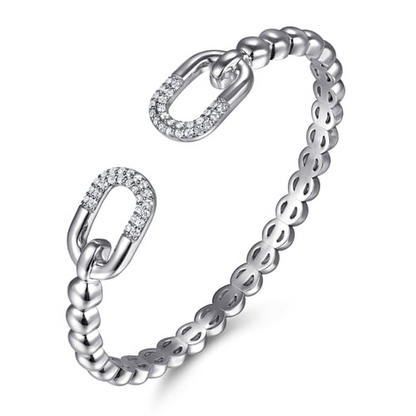 STERLING SILVER BUJUKAN AND WHITE SAPPHIRE OPEN BANGLE BRACELET