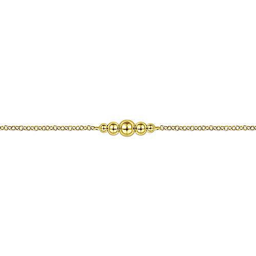 14K Yellow Gold Chain Bracelet with Graduating Bead Stations