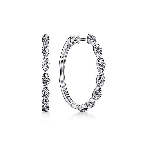 14K White Gold 30MM Diamond Earrings