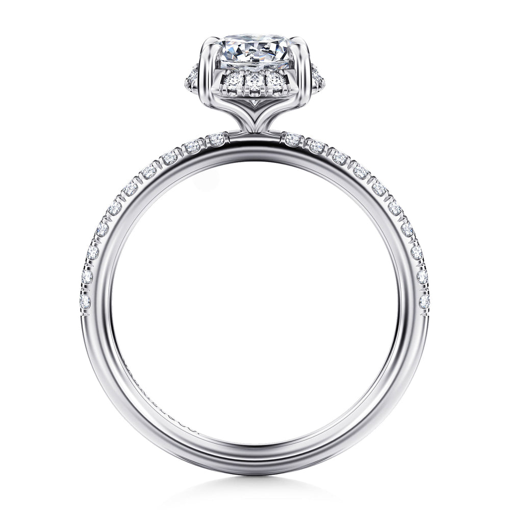 14K WHITE GOLD ROUND HIDDEN HALO DIAMOND ENGAGEMENT RING