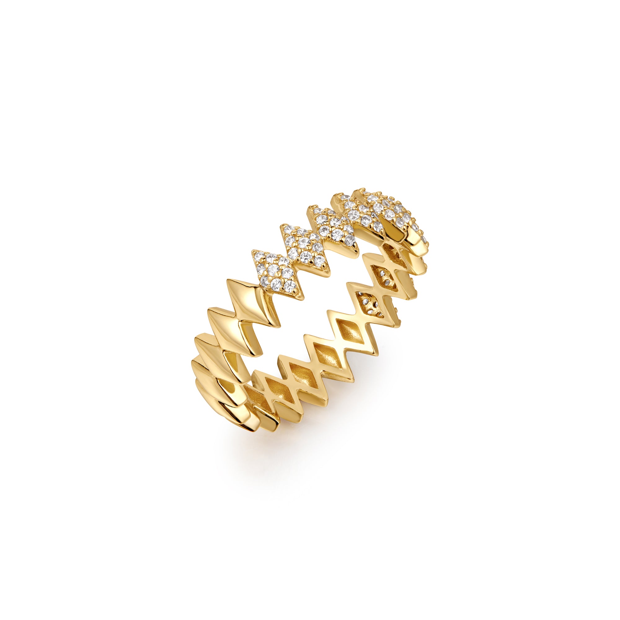 GOLD HALF PAVE SPARKLE RING