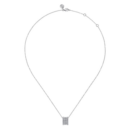 14K WHITE GOLD DIAMOND PENDANT NECKLACE