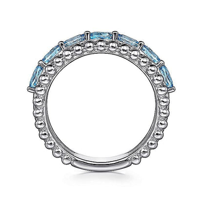 STERLING SILVER BUJUKAN SWISS BLUE TOPAZ EASY STACKABLE RING