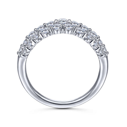 14K White Gold Multi Row Diamond Ring