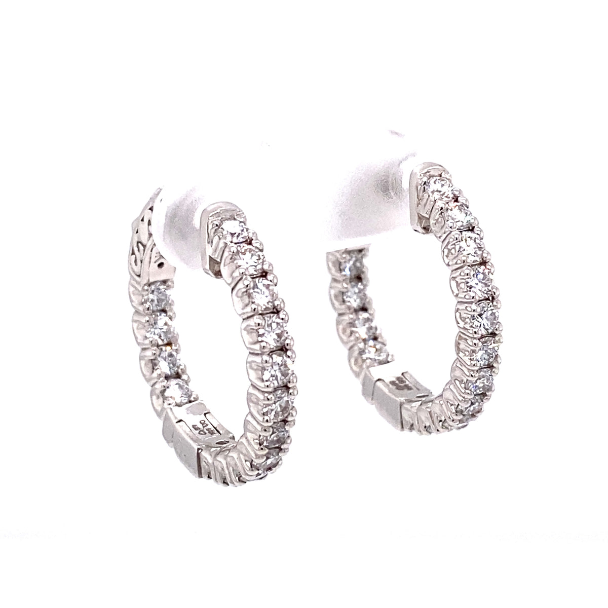 Lab Grown Diamond Earrings Quality Gold Made of 14 Karat White Gld