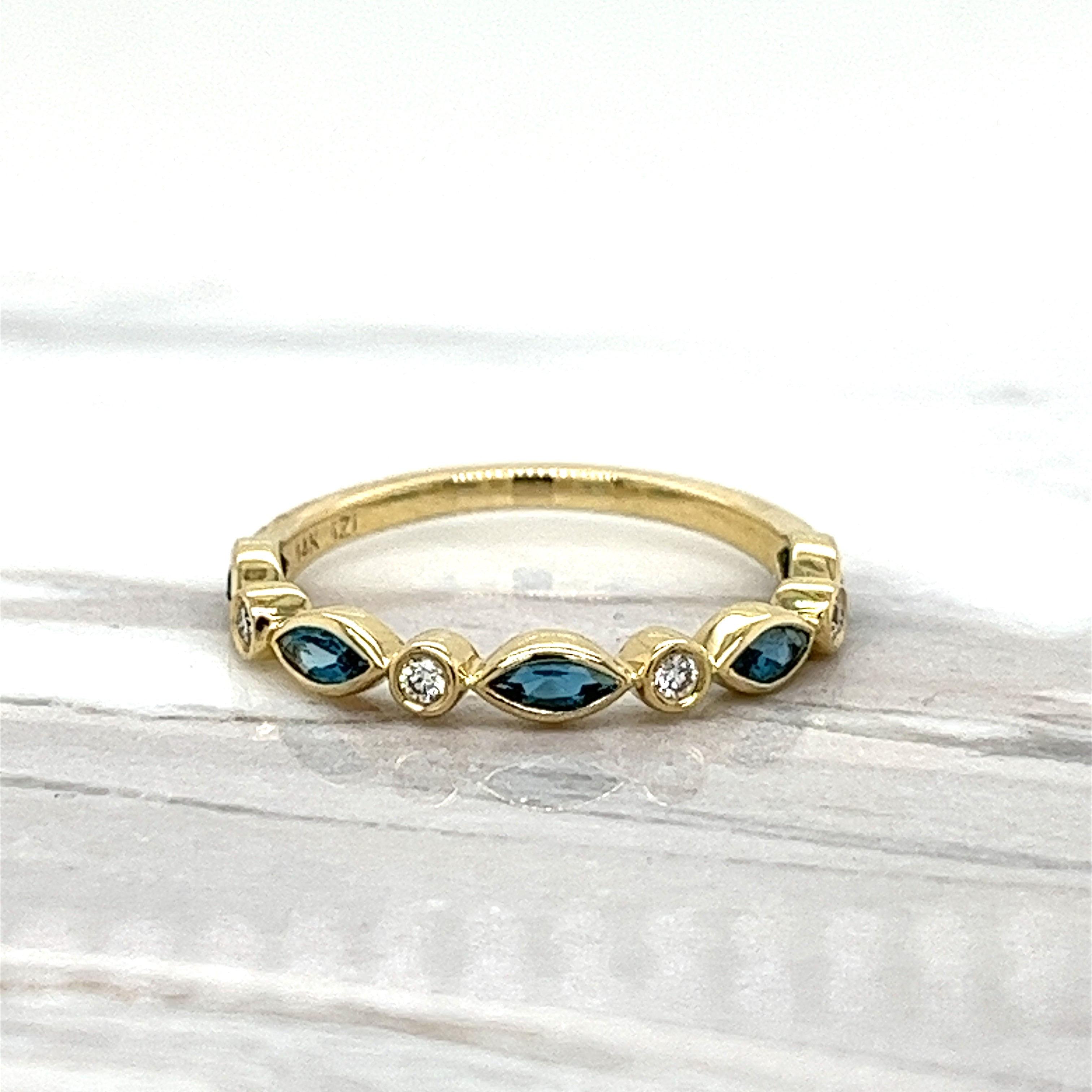 14KY DIA LONDON BLUE TOPAZ STACKABLE RING