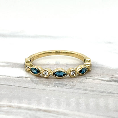 14KY DIA LONDON BLUE TOPAZ STACKABLE RING