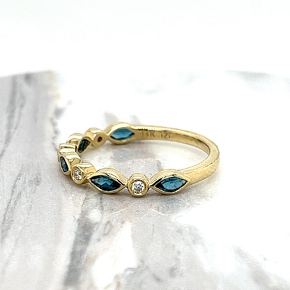 14KY DIA LONDON BLUE TOPAZ STACKABLE RING