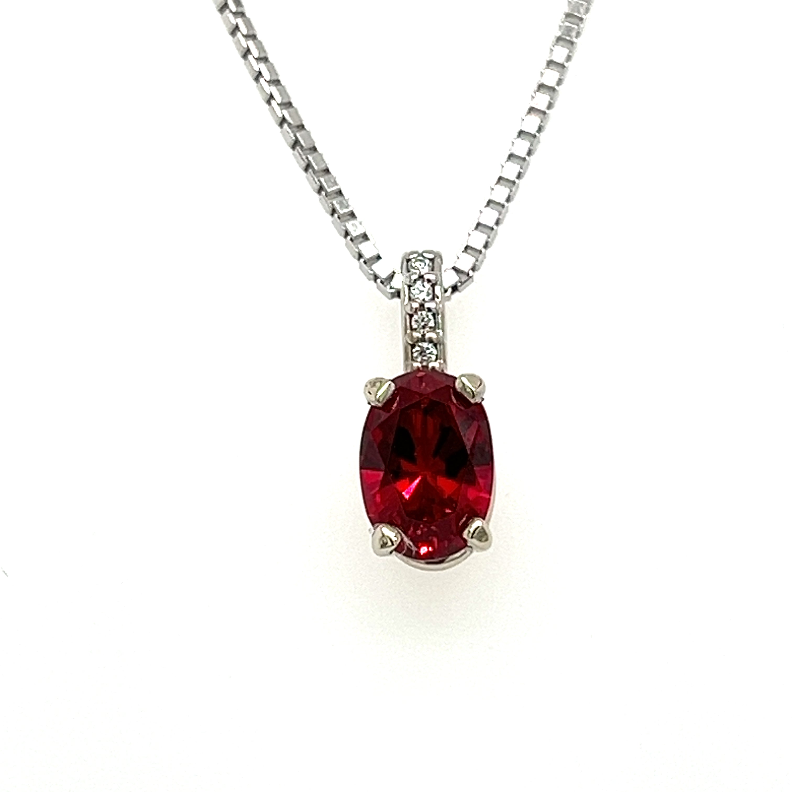 14KW LAB RUBY/DIAMOND PENDANT