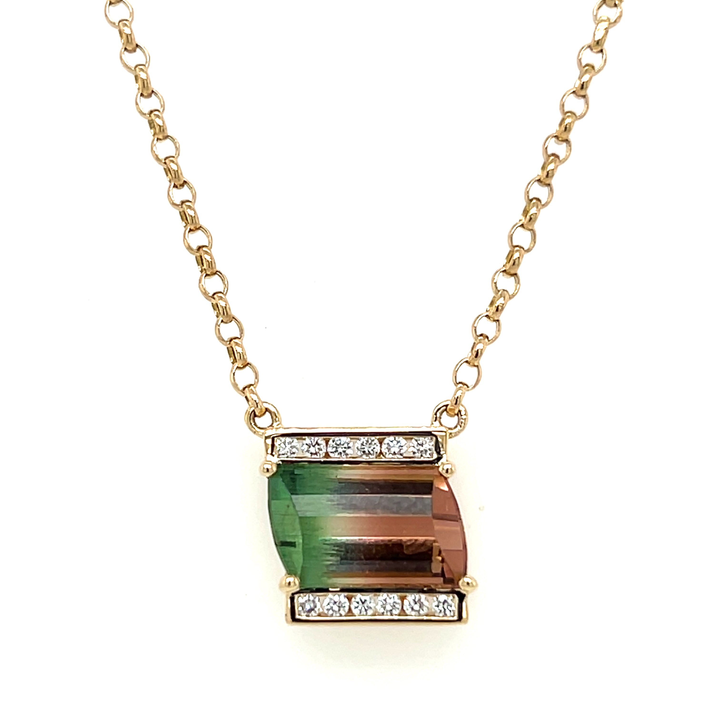 Women's Colored Stone Necklace IZI CREATIONS Made of 14 Karat Yellow