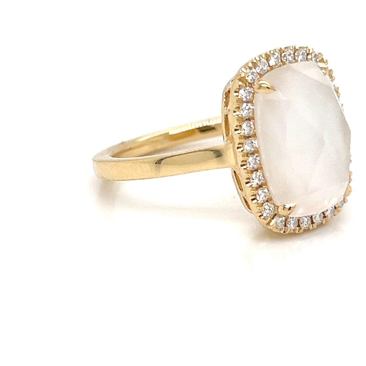 Women's Diamond Fashion Ring DOVES Made of 18 Karat Yellow Gold