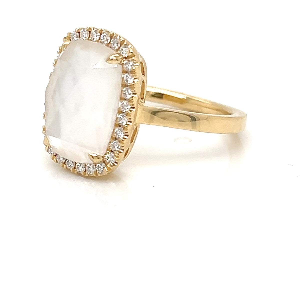 Women's Diamond Fashion Ring DOVES Made of 18 Karat Yellow Gold